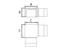 esquema medidas codo para pasamanos rectangular encastar en barandilla vidrio